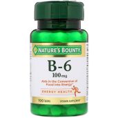 Nature's Bounty Vitamin B6 100mg - 400 Tablets (Pack of 4) for Energy & Mood Support