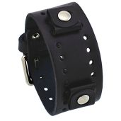 Nemesis BN-K 20mm Black Leather Cuff Watch Band for Men - Stylish & Durable
