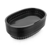 New Star Foodservice 44041 Fast Food Baskets Set of 12 - 10.5x7 Inch Black Baskets for Restaurants & Catering