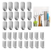 Newraturner 32-Pack Heavy Duty Adhesive Hooks - Waterproof Stainless Steel Hangers for Home & Office Use