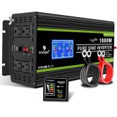 Novopal 1000W Pure Sine Wave Inverter: 12V to 120V AC, 4 Outlets, USB, Remote Control & LCD Display