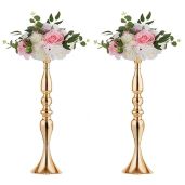 Nuptio Gold Vases for Centerpieces 2 Pcs Versatile Metal Flower Arrangement for Wedding Party Dinner Decor 19.7 Inches High