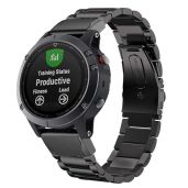 Olytop 26mm Quick Fit Stainless Steel Watch Band for Garmin Fenix 7X 6X 5X Pro Plus Enduro Quatix 3 Black Replacement Strap