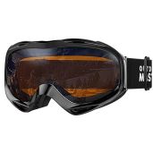 OutdoorMaster OTG Ski Goggles - UV Protection Over Glasses for Men, Women & Youth - Black Frame, Orange Lens, REVO Silver