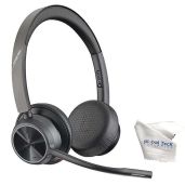 Poly Voyager 4320 UC Wireless Bluetooth Headphones Bundle - USB Adapter & Microfiber Cloth for PC, Mac & Cellphones