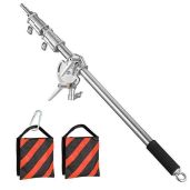 Pro Heavy Duty Extension Boom Arm for Photography - Adjustable 42-97in C Stand Crossbar with Sand Bag for Softbox & LED Lights