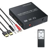 Proster 3x1 HDMI Switch with Audio Extractor & IR Remote - 4K HDMI Switcher & RCA Audio Converter