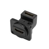 QIANRENON HDMI Panel Mount Adapter - Right Angle Female to Female Connector for Wall-Mounted TVs & Projectors, 3D & 4K Support