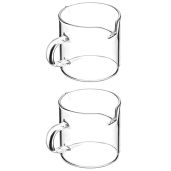 QWORK Double Spouts Espresso Shot Glass Set - 2 Pack Clear Beakers with Handle for Perfect Milk Coffee