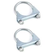 "QWORK U-Bolt Muffler Tip Exhaust Hook - 2Pcs Stainless Steel 2-1/4" OD Universal Silencer Clip"