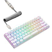 RK ROYAL KLUDGE RK61: 60% RGB Mechanical Keyboard - Coiled Cable, Bluetooth/Wired, Hot Swappable Blue Switches