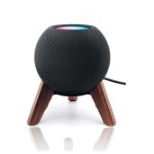 Real Wood Stand for HomePod Mini - Walnut Tripod Holder with Metal Frame & Anti-Slip Pad for Stability