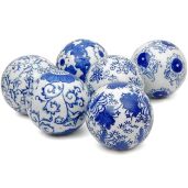 Red Lantern BW-BALL2-BLU: 8 Count Blue & White Porcelain Ball Set for Home Decor