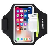 Running Armband with Airpods Bag Cell Phone Armband for iPhone 14 13 Pro 14 Plus 12 11 XR XS, Galaxy S20/S10 Water Resistant Sports Phone Holder Case &amp; Zipper Slot Car Key Holder for 6.5 inch Phone