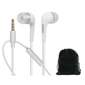 SAMSUNG 3.5mm Stereo Earphones with Remote & Mic - OEM White Headphones in Pouch - Non-Retail Packaging