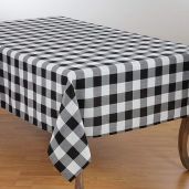 "Buy SARO LIFESTYLE Black Cotton Blend Buffalo Plaid Tablecloth 70" x 104" - Perfect for Stylish Dining!"