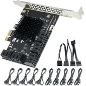 10-Port SATA Expansion Card - PCIe x1 to SATA 3.0 Controller for SSD/HDD | Compatible with Windows XP/7/8/10