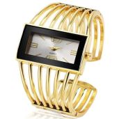 Luxury SENRUD Women's Cuff Bracelet Watch - Gold Rectangular Dial Analog Quartz Gift