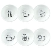 Set of 6 SOCOSY Cute Cat Ceramic Dipping Bowls - Perfect for Sauces, Sushi & Appetizers