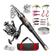 ShinePick 2.1M Telescopic Fishing Rod Kit: Complete Combo for Beginners - Travel-Friendly Saltwater & Freshwater Fishing Gear