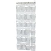 "24-Pocket Over The Door Shoe Organizer - Large Clear Hanging Storage Solution in Gray (56" x 22.5")"