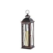 Smart Design Siena Metal Lantern with LED Candle 16 Inch Tall Antique Brown Finish Indoor Outdoor Use