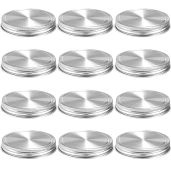 12-Pack Stainless Steel Mason Jar Lids - Reusable, Leak-Proof, Polished Surface for Wide Mouth Jars