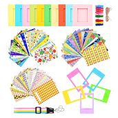 Sunmns Colorful Bundle Set for Fujifilm Instax Mini 12/11/9/8/90/70 - Film Stickers, Frames & Strap Included!