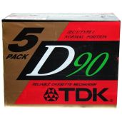 TDK Dynamic Performance D90 High Output IEC I Audio Cassette Tapes - 5 Pack for Superior Sound Quality