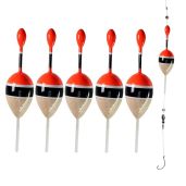 THKFISH Slide Fishing Floats - 5Pcs Slip Bobbers for Crappie, Trout & Bass - Saltwater & Freshwater (Wood & Red, 1/6 oz)