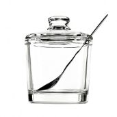 Classic Clear Glass Sugar Bowl with Lid & Spoon - Perfect Condiment Storage for Kitchen