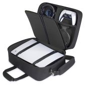 USA Gear PS5 Carrying Case - Travel Bag for PlayStation 5 & Slim, Adjustable Interior for Controllers & Games (Black)