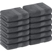 Utopia Towels 12 Pack Premium Cotton Wash Cloths - Soft, Absorbent, Perfect for Bathroom, Spa & Gym (Grey, 12x12 Inches)