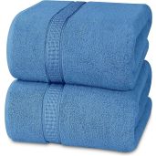 Utopia Jumbo Bath Sheets - 2 Pack 600 GSM Electric Blue Towels | Ultra Soft, Highly Absorbent & Quick Dry 35x70 Inches