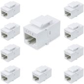 VICTEK Female to Female Cat6 Keystone RJ45 Couplers 10 Pack White for Tablets