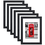 VMUZEDER 8x10 Picture Frame Black Set of 6 for Wall Mounting or Table Top Display with 5x7 Mat or 8x10 Without Mat
