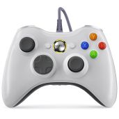 VOYEE Wired PC Controller for Xbox 360 Slim and Windows 10 8 7 with Upgraded Joystick and Double Shock Enhanced White