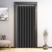 Vatge Closet Door Curtain Room Divider Drapes Pleated Folding Style Black 1 Panel with Tieback W39 x L78 Ideal for Bedroom Doorways