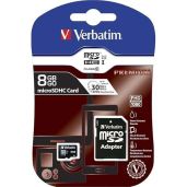 Verbatim 44081 8GB Premium microSDHC Card with Adapter - UHS-I Class 10 for Fast Performance