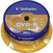 Verbatim DVD-R Discs 25 Pack - 4.7GB, 16x Speed, UV Protection, Bulk Blank Discs for Reliable Data Storage