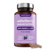 Vitamin Bounty Organic Elderberry Capsules with Vitamin C, Zinc & Echinacea - Immune Support 5-in-1 Blend, Non-GMO, 60 Count