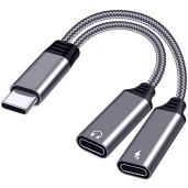 WLTASUY Dual USB C Splitter: Hi-Fi Sound, Fast Charging for iPhone 15, Galaxy S21, Pixel 4 & OnePlus