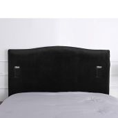 "Stretch Bed Headboard Slipcover Protector - Solid Black Dustproof Cover for Bedroom Decor (35"-50")"