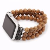 Stylish Wooden Bead Apple Watch Band for Women - Elastic Stretch Bracelet, Fits Series 1-8, Two Sizes Available