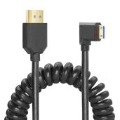 YACSEJAO 8K Coiled HDMI Cable - Right Angle Mini HDMI to HDMI 2.1, 48Gbps High Speed Telescopic Cable