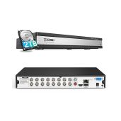ZOSI 16-Channel H.265+ 1080P DVR for Security Cameras - Remote View, Motion Detection & 2TB Storage