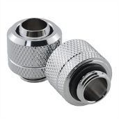 ZRM&E 2Pcs Quick Tighten Compression Fitting G1/4inch to 3/8inch for PC Water Cooling System Soft Tubing Connectors Silver