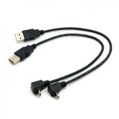 cablecc 2pcs USB 2.0 Male to Micro USB Up &amp; Down Angled 90 Degree Cable 30cm for Cell Phone Tablet