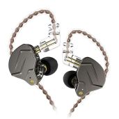 ERJIGO KZ ZSN Pro Dual Driver In-Ear Earphones - Tangle-Free, Detachable Cable for Musicians (Gray, No Mic)