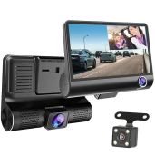 iMountek Dash Cam 1296P 3 Channel Car Camera Front Inside Rear 140 Degree Wide Angle Loop Recording G Sensor Motion Detection